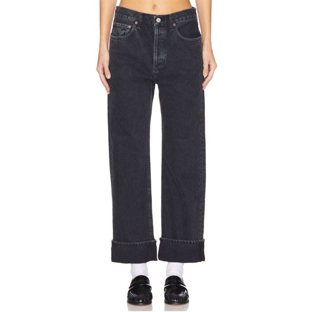 NWT AGOLDE FRAN JEAN‎ LOW SLUNG EASY STRAIGHT in Black Tea Sz 26